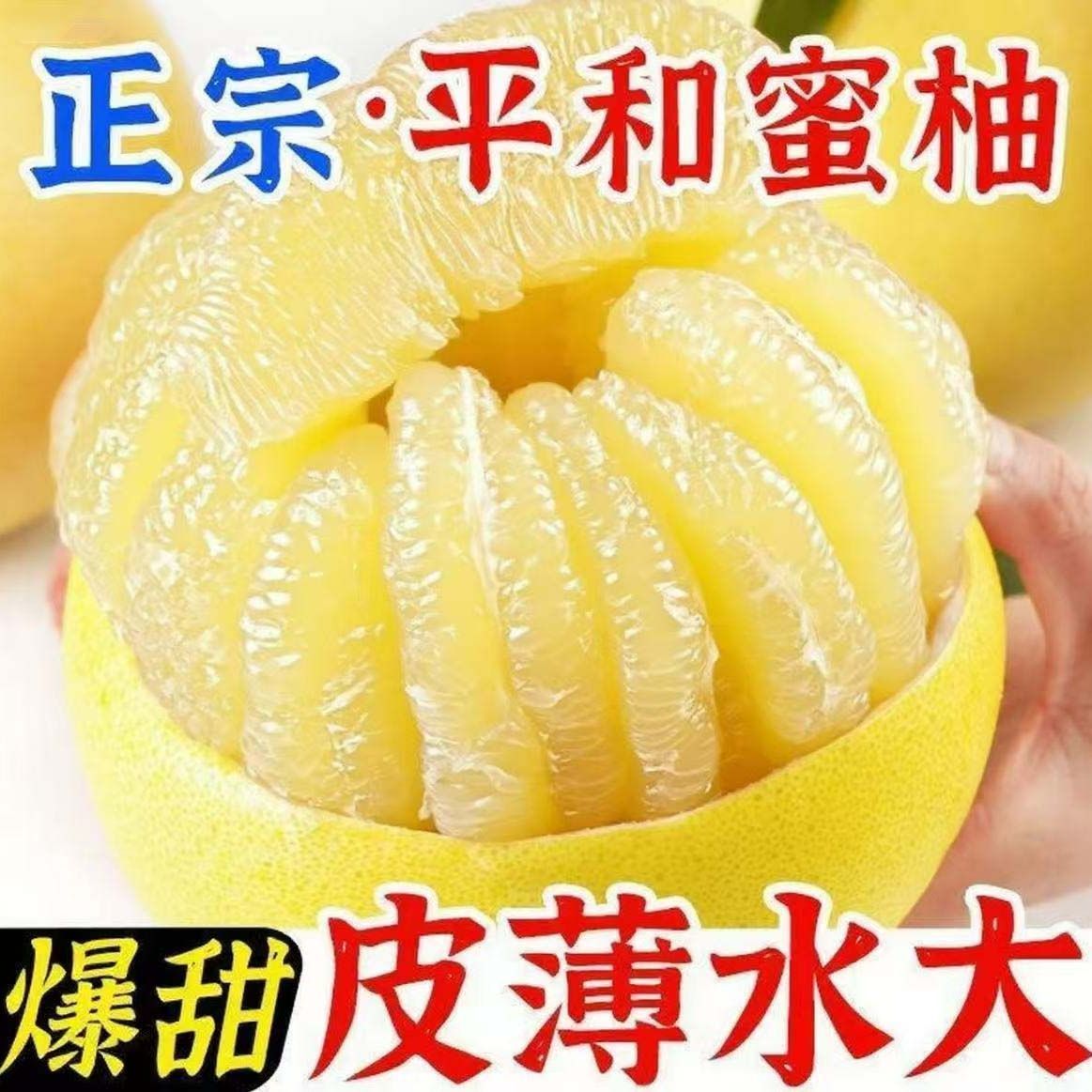 【9斤彩箱】福建平和白柚子白心蜜柚应季新鲜水果薄皮白肉柚批发