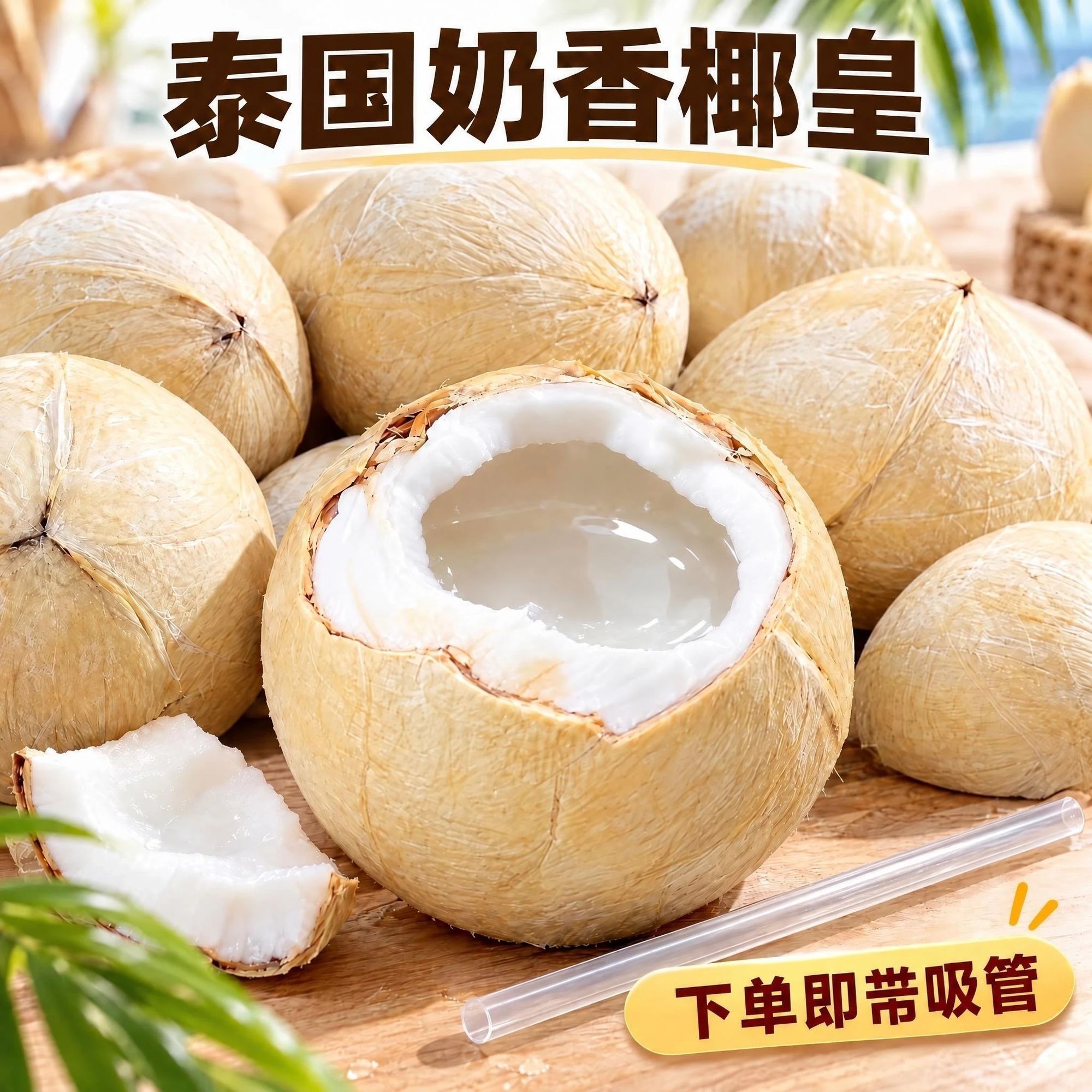 泰国进口奶香椰皇新鲜椰子现摘现发,下单配吸管整箱