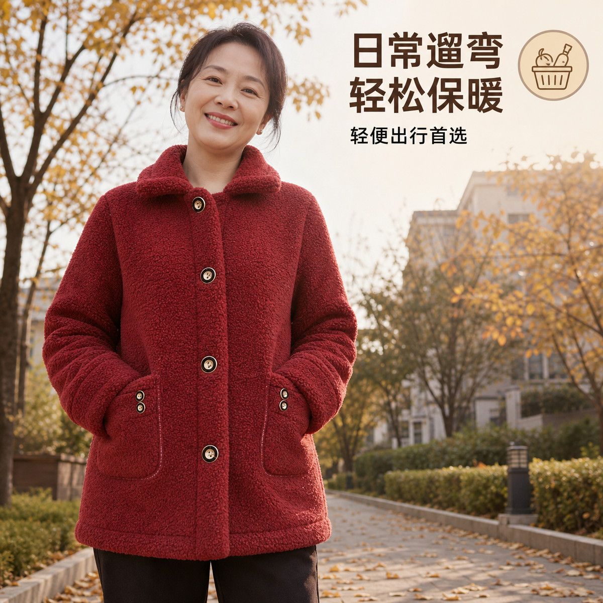 中老年女装加绒加厚颗粒绒外套大码妈妈装秋冬新款棉服保暖防风