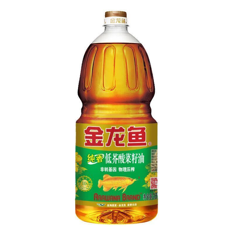 7月 金龙鱼纯香低芥酸菜籽油1.8L瓶装非转基因物理压榨食用油