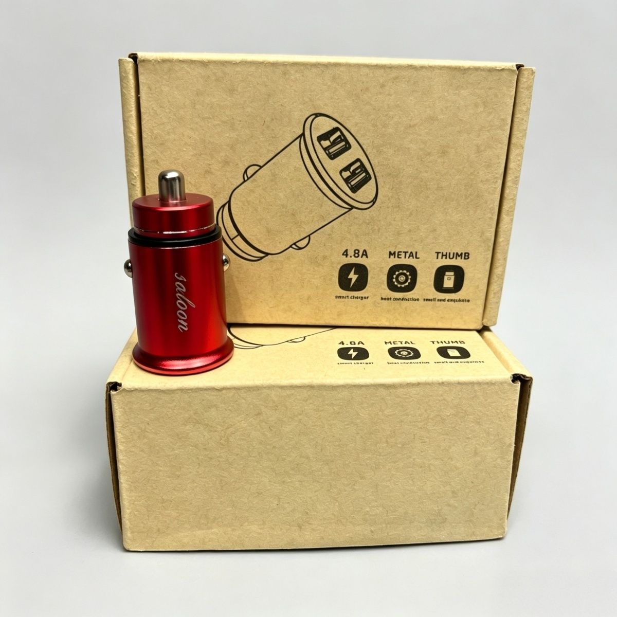 合金车载充电器 汽车点烟器式车充双USB智能充头多功能一拖二