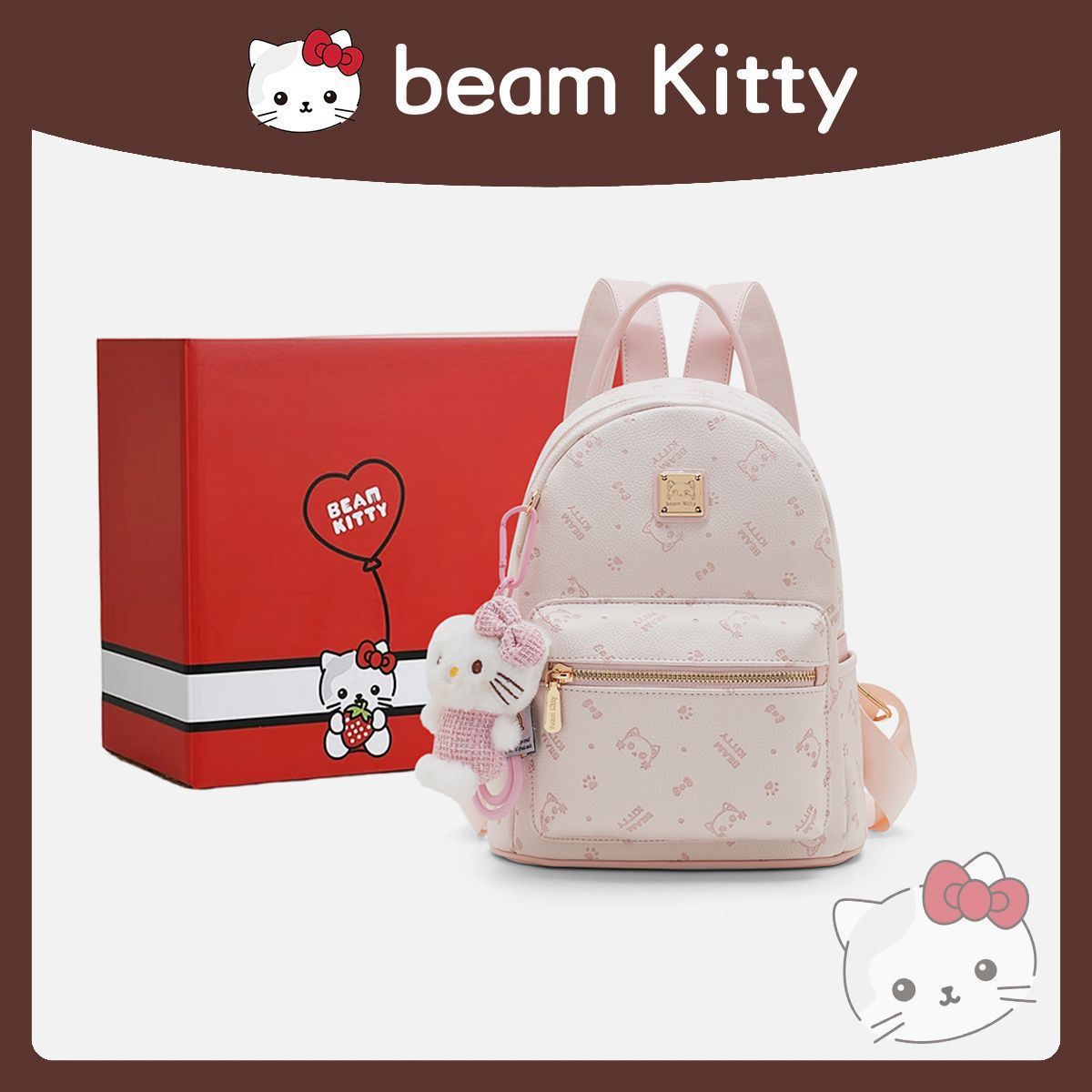 BEAMKITTY包包2026新款卡通印花双肩包女大学生上课通勤旅行背包