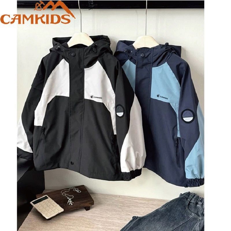 【CAMKIDS】男女童外套春秋款2026新款儿童秋冲锋衣大童秋季连帽外套