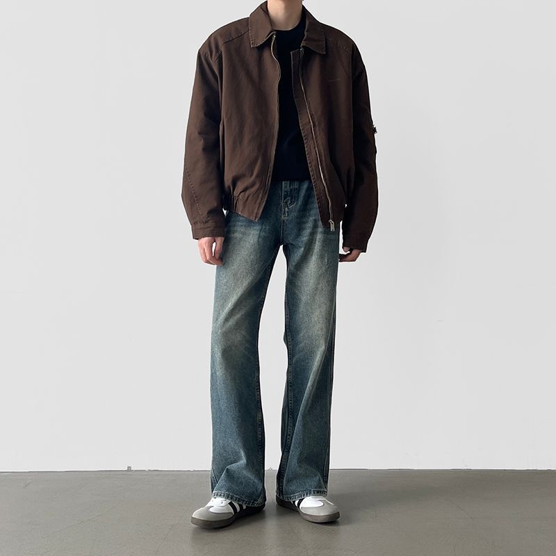 2026春秋新款美式垂感直筒品牌尾货男裤宽松复古cleanfit牛仔裤男
