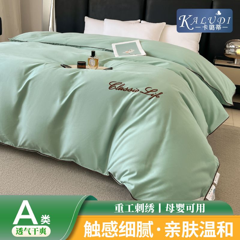 A类母婴级加厚刺绣被套家用简约纯色学生宿舍床单人双人被罩清仓