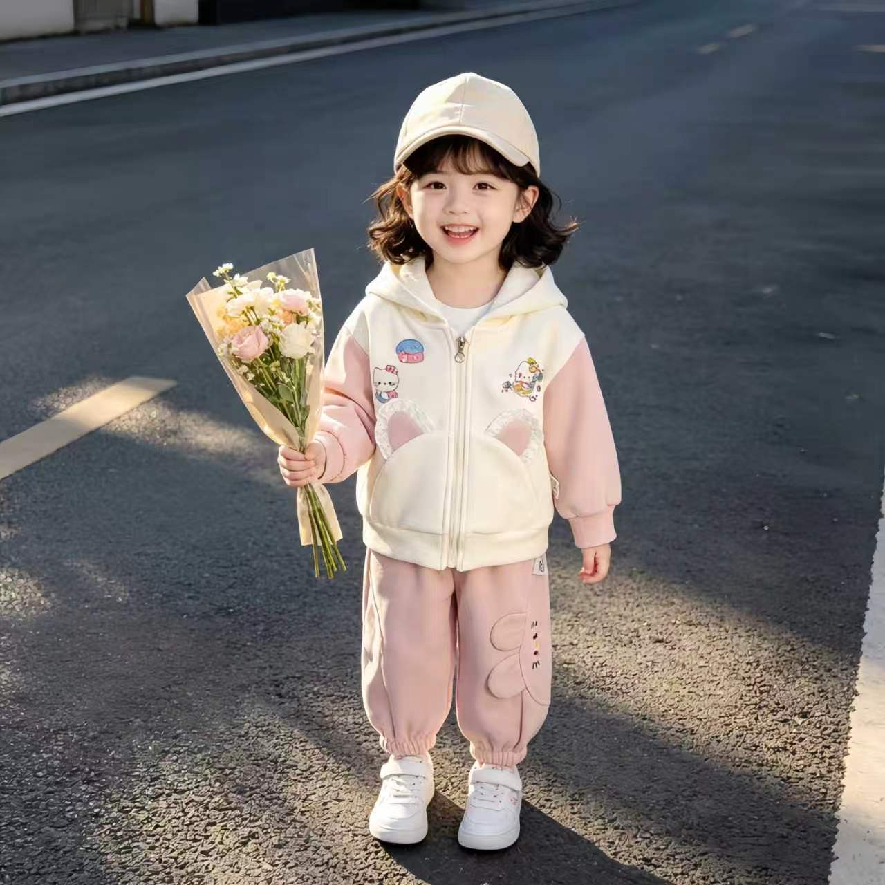 女童春秋季开学套装外套裤子两件套长袖上衣宝宝童装两件套Q25