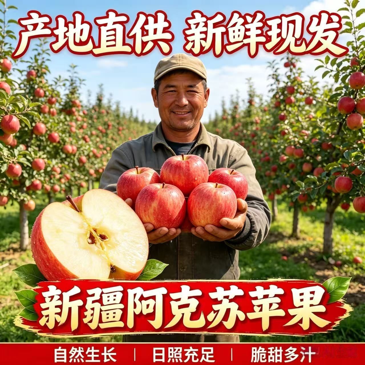 【新疆直发】正宗阿克苏冰糖心苹果红富士果农直销脆甜香批发彩箱