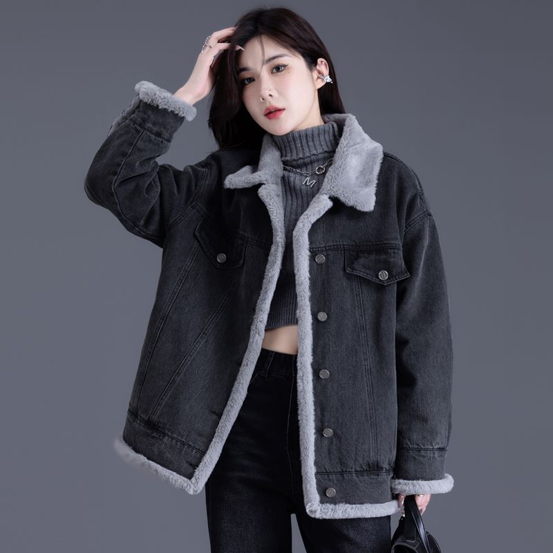 加绒牛仔外套女2026新款爆款洋气加厚宽松上衣棉袄棉服YZS1368668
