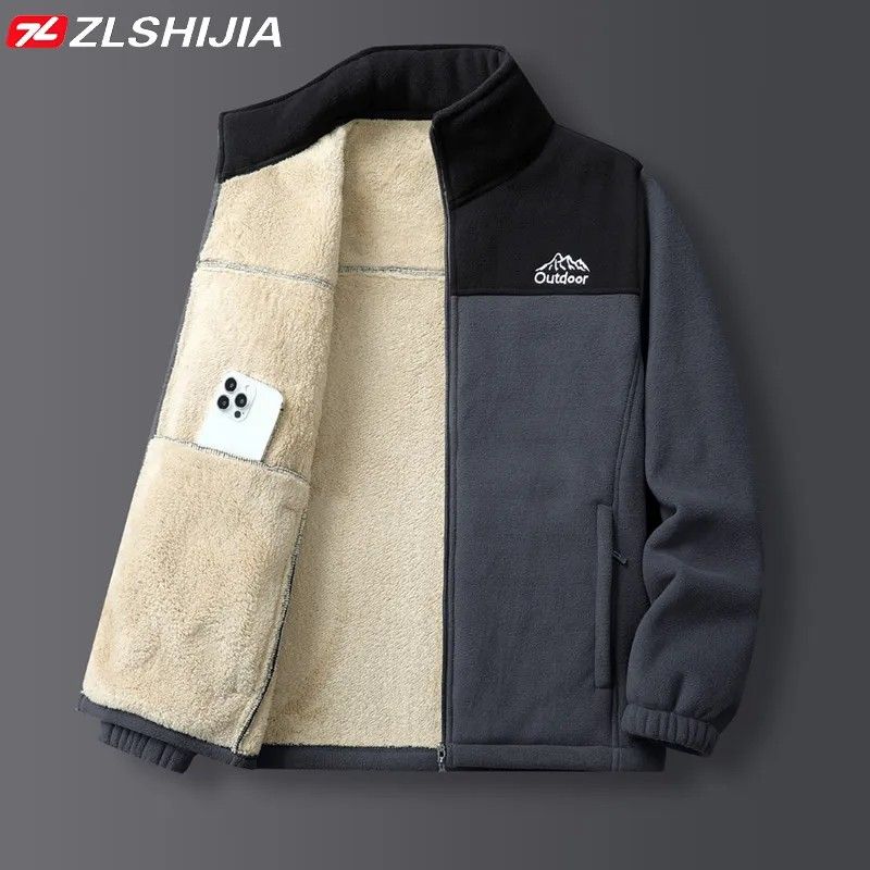 战狼世家新款冬季羊羔绒加绒卫衣宽松大码加绒加厚保暖开衫外套
