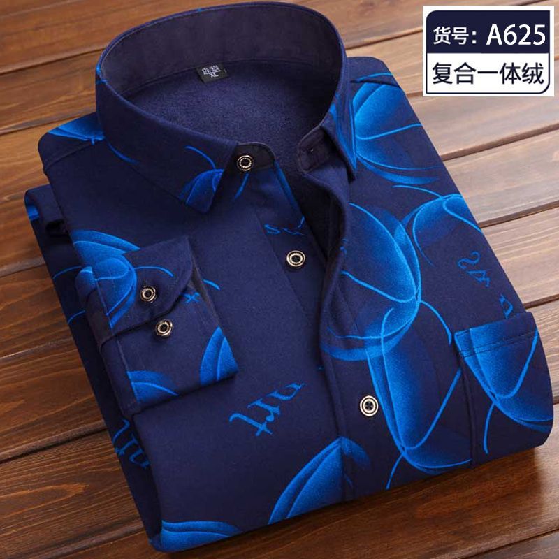 秋冬男士加绒保暖衬衫男加绒衬衣格子寸衣服男装1/2件