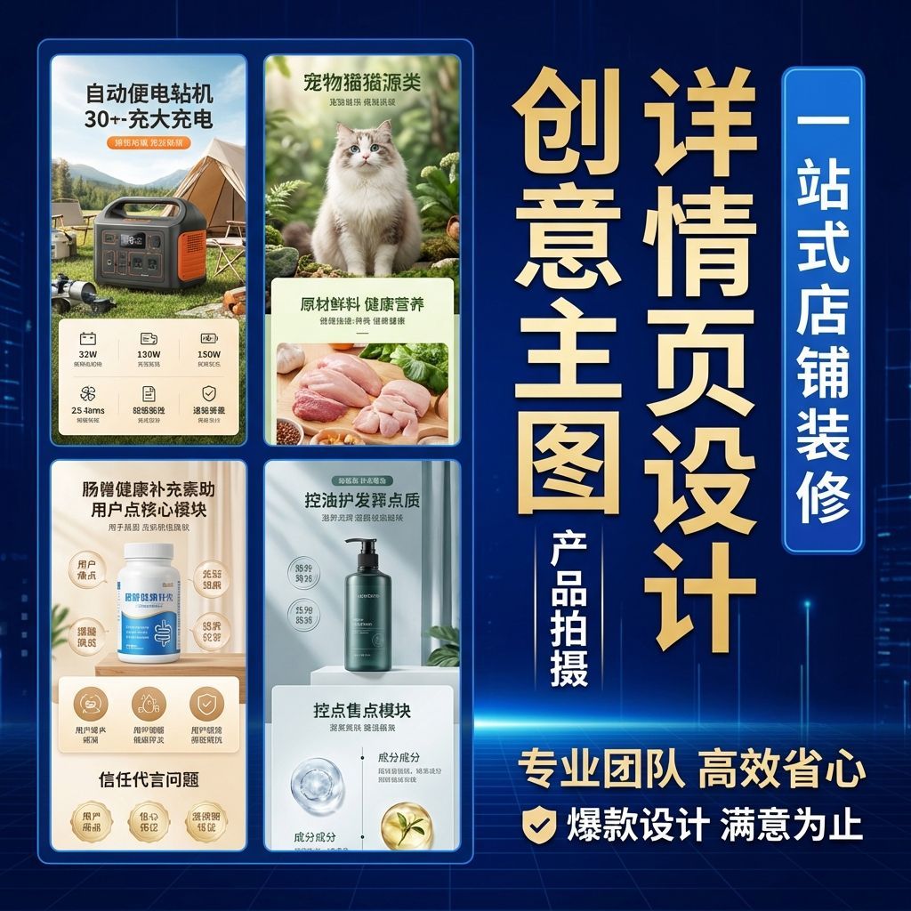 详情页设计主图电商美工亚马逊白底图高端产品图片拍照设计服务