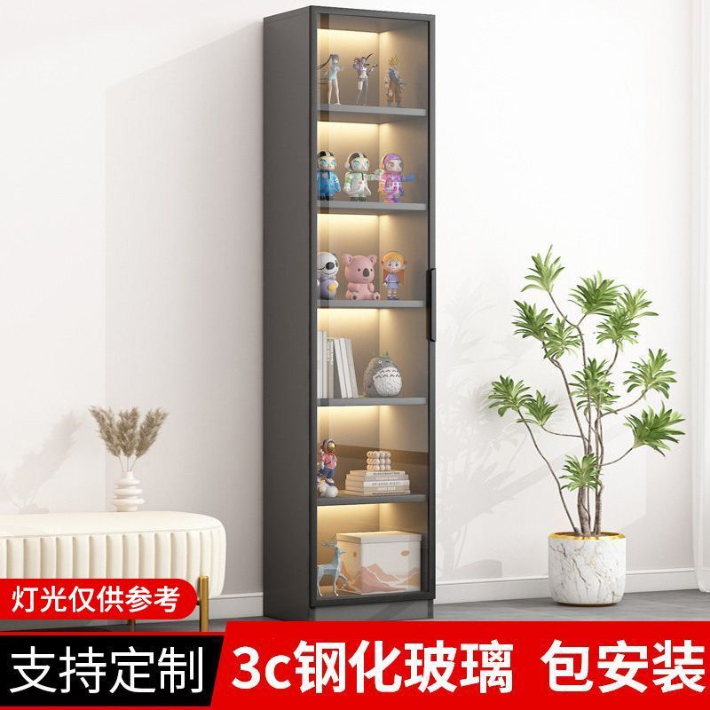 玻璃展示柜家用手办收纳柜客厅靠墙立柜落地置物柜酒柜摆件陈列柜