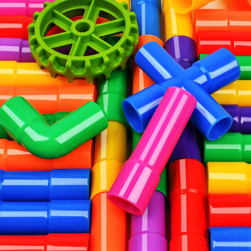 新款水管道积木拼装益智儿童玩具幼儿园小孩宝宝智力开发手工制作