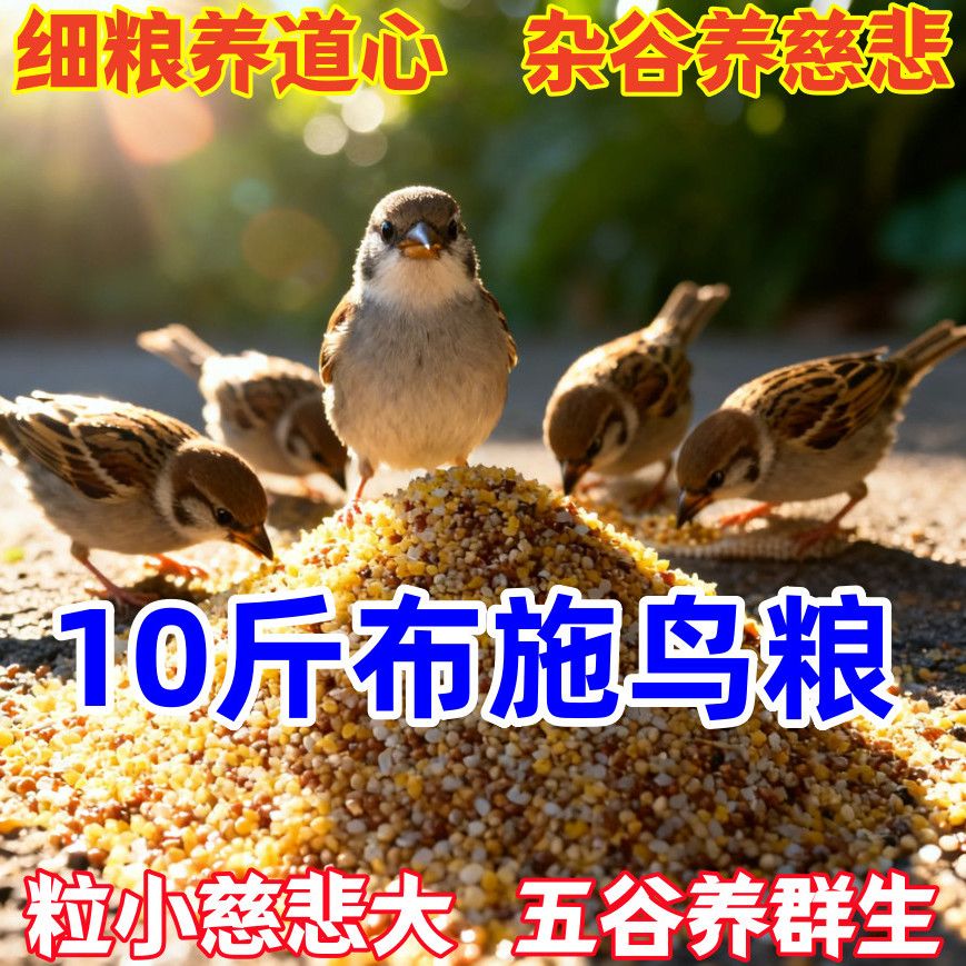 【10斤鸟粮喂鸟大包装】布施粮救助鸟类户外修行麻雀斑鸠鸽子粮
