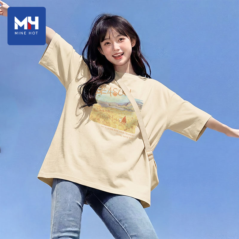 唐狮集团MH短袖T恤女夏季纯棉印花图案2026新款胖mm设计感上衣女