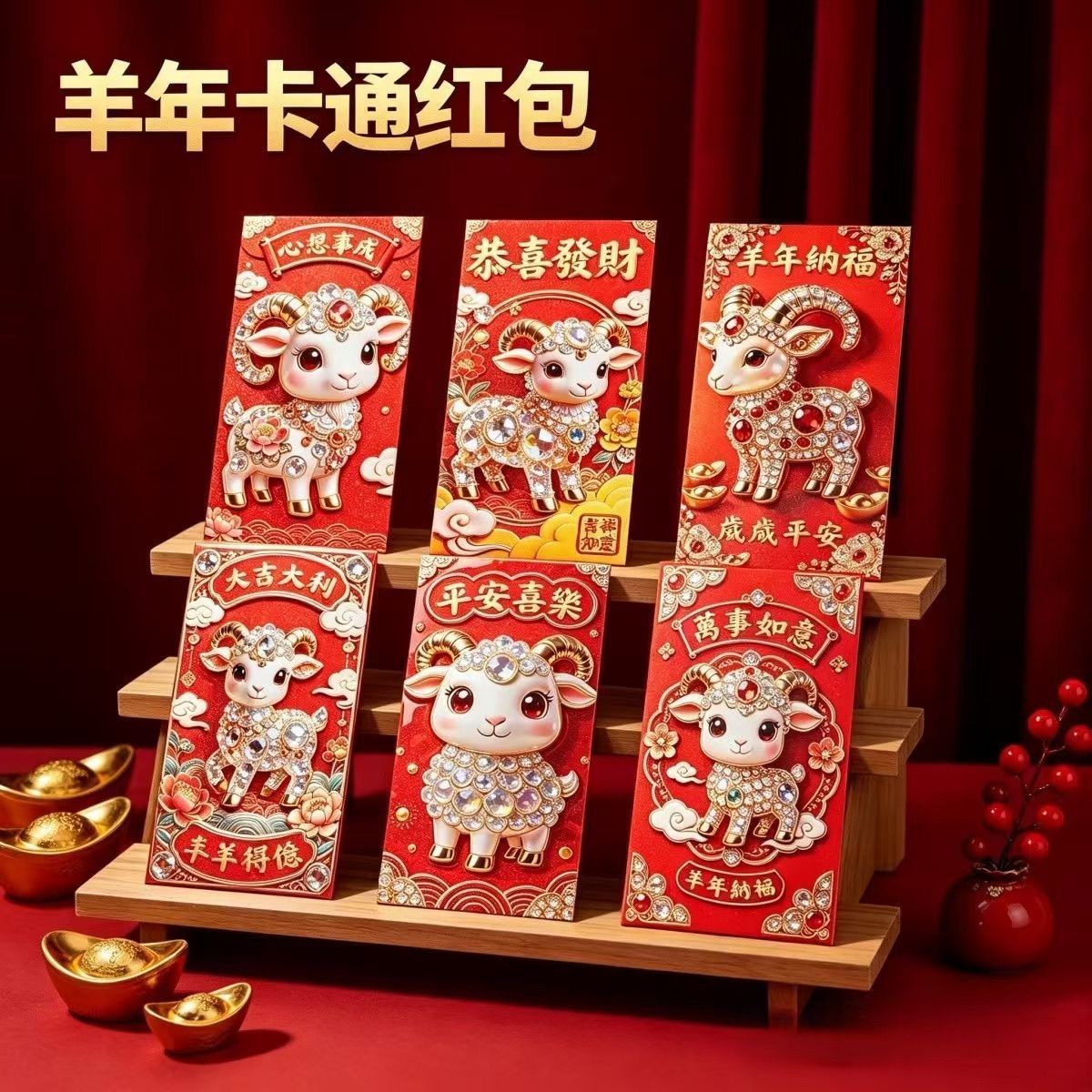 【90个装】羊年红包新年2027新款卡通生肖可爱春节创意个性压岁