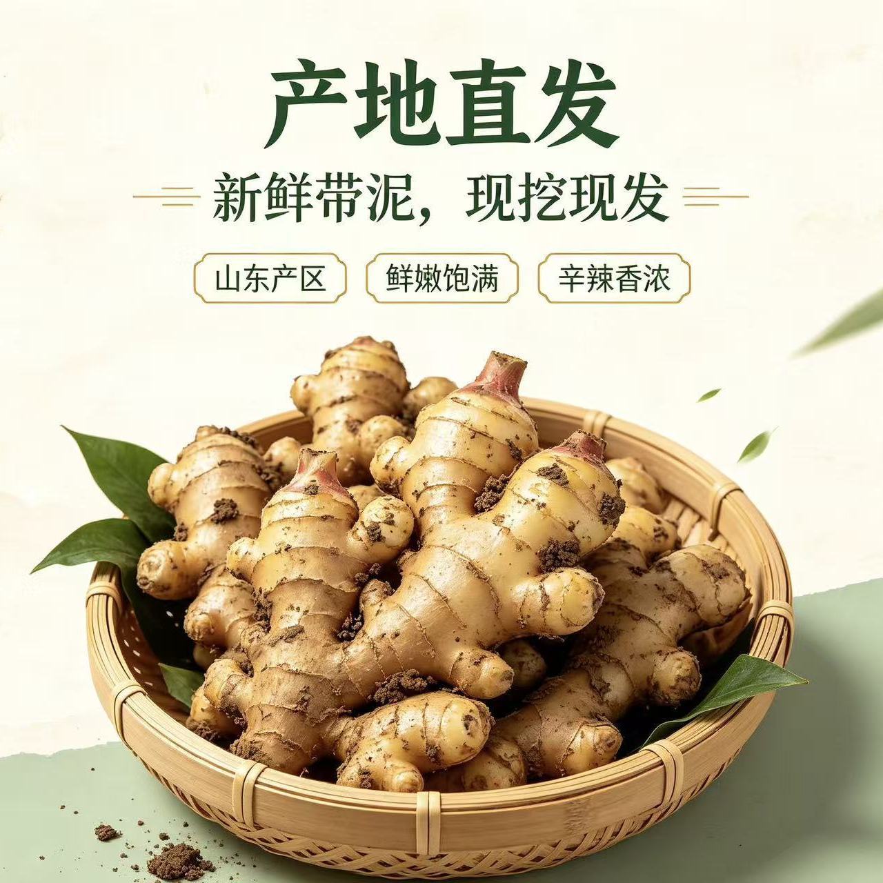 山东大生姜带泥发货生姜家用大黄姜新鲜蔬菜生吃老姜大姜