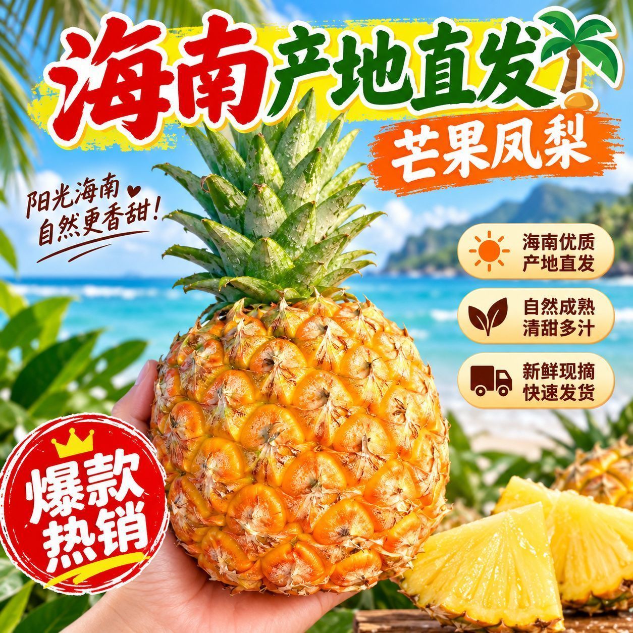 【低价】海南芒果凤梨台农23号新鲜水果金钻西瓜凤梨大果非菠萝