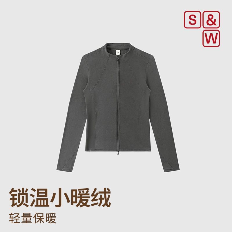 SW速惟秋季外套修身型薄款女拉链德绒运动短外套保暖秋冬长袖新款