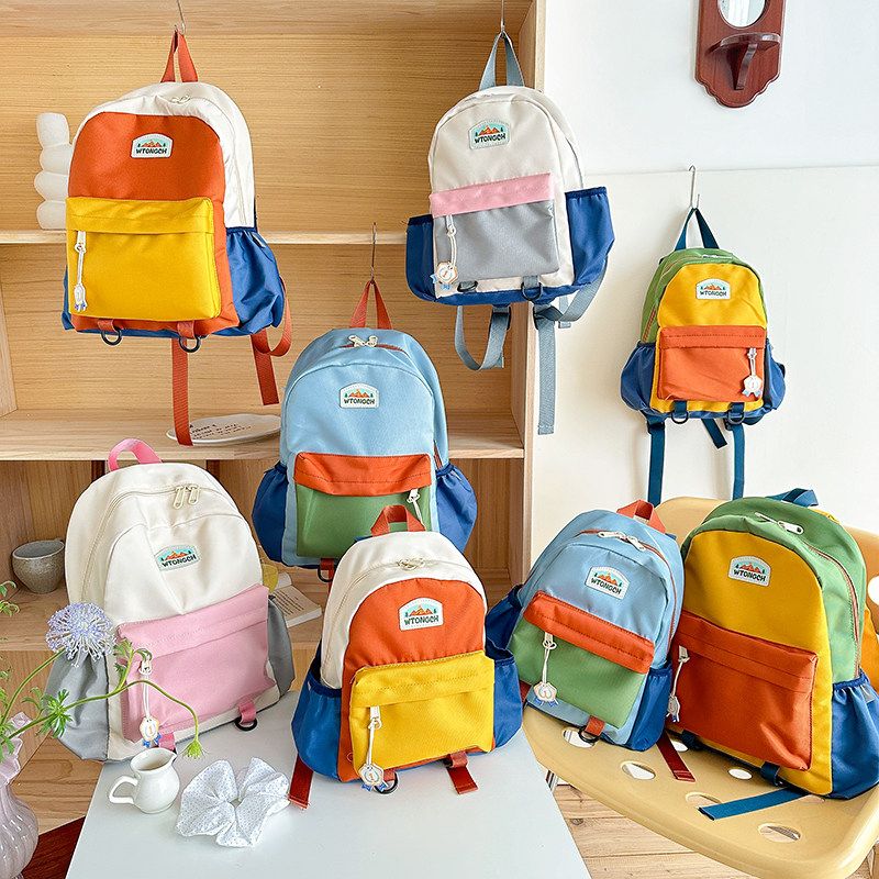 幼儿园儿童书包2025新款女童宝宝双肩包男孩小学生轻便撞色背包