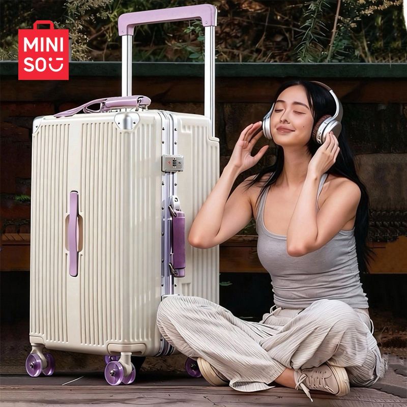 【名创优品】大容量行李箱多功能铝框拉杆箱男女旅行箱耐用五轮密码箱