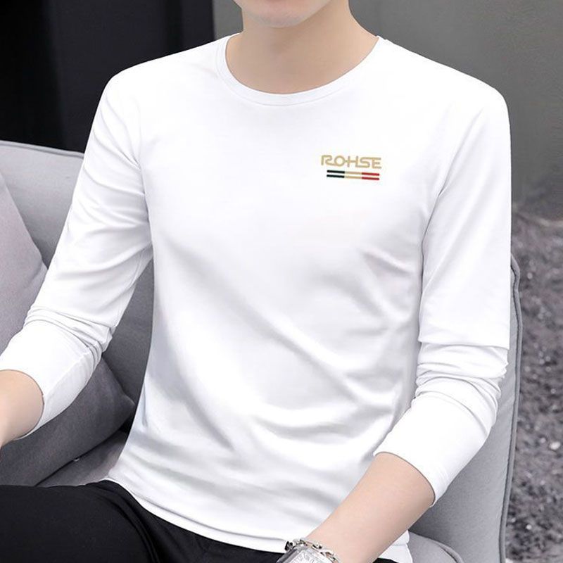 95%棉春装男装长袖t恤潮流上衣服休闲体恤打底衫春秋衣时尚百搭潮