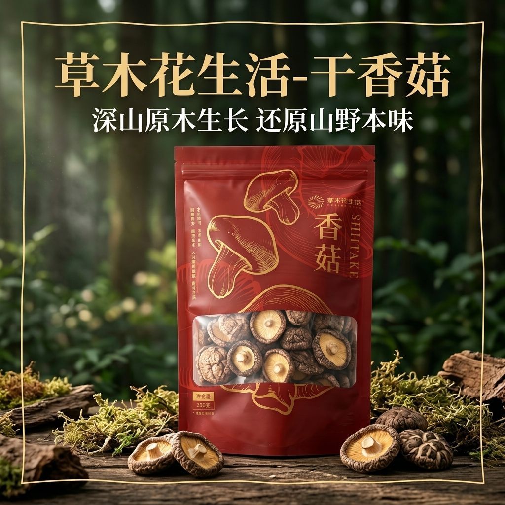 神农故里精选干香菇 250g 净重湖北随州山珍特产肉厚菌香干货食材