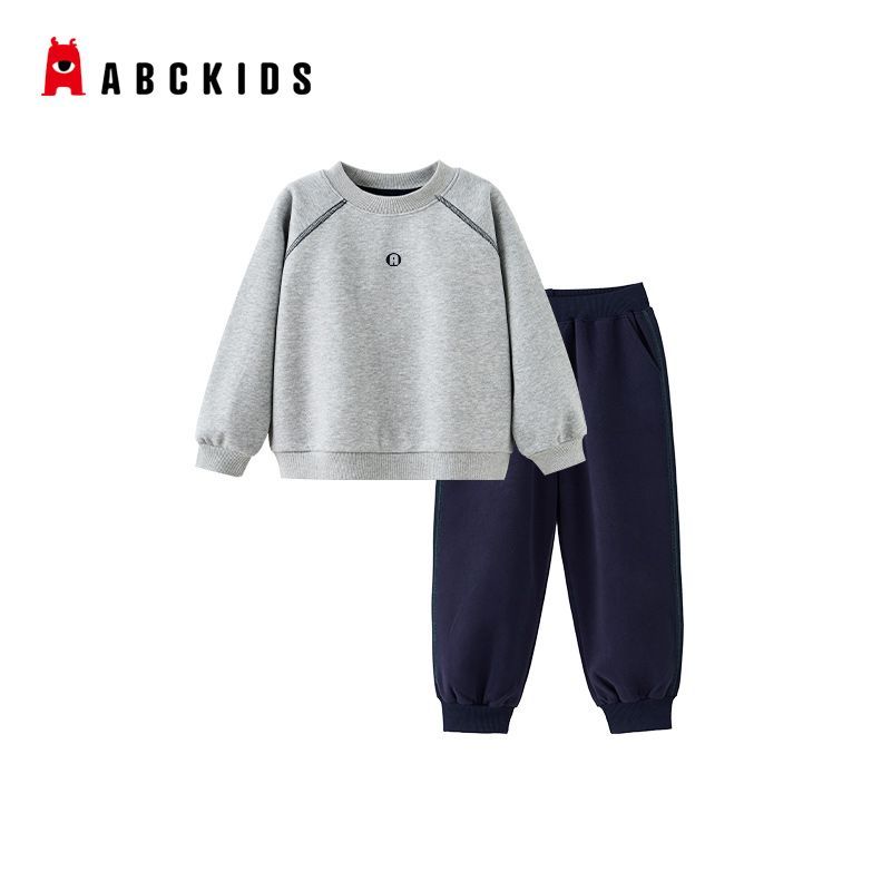 【Abckids】男童卫衣套装春秋新款哈苏线大童加绒长袖上衣卫裤两件套
