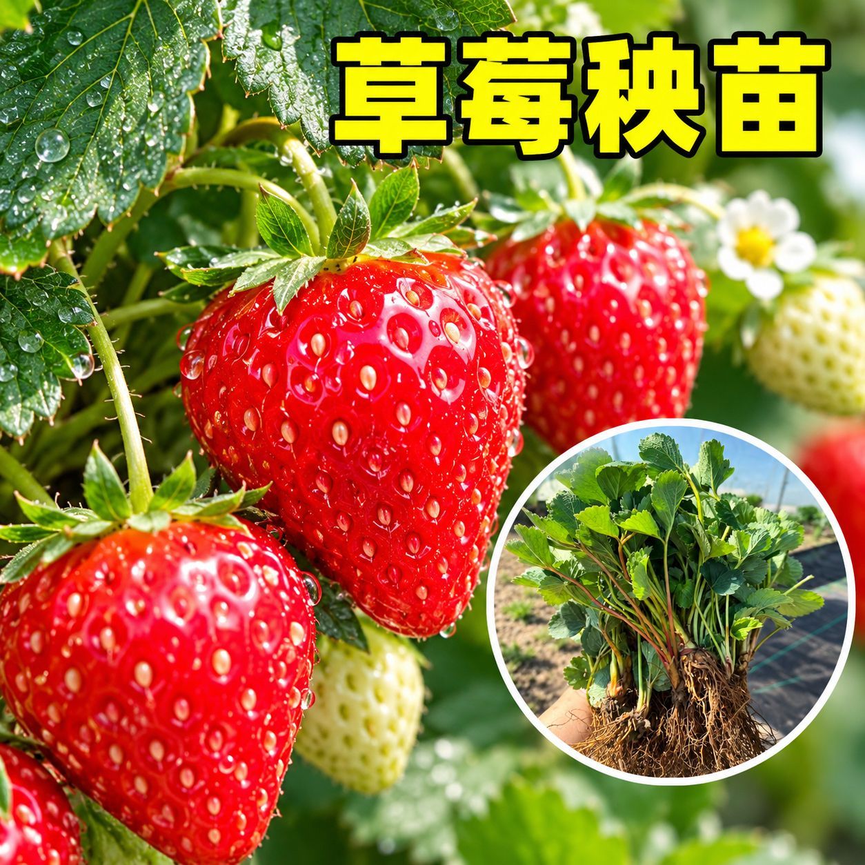 100棵草莓苗奶油红颜南北方种植盆/地栽当年结草莓秧苗