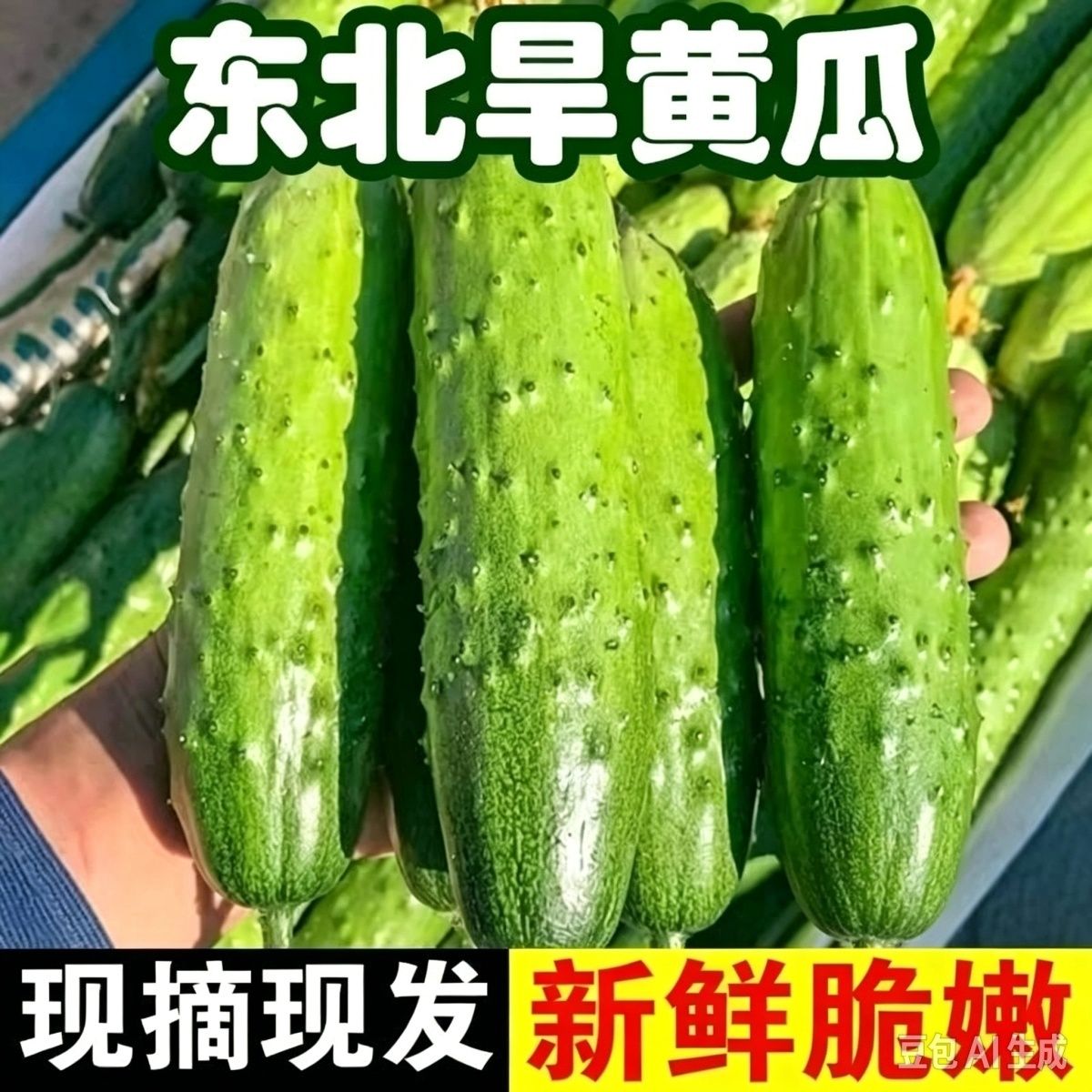 东北旱黄瓜新鲜脆嫩带刺农家现摘当季蔬菜生吃蘸酱直达一整箱包邮