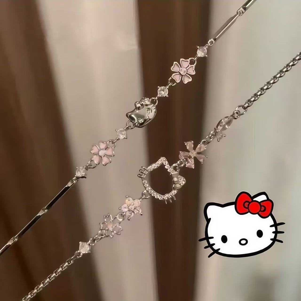 校园HelloKitty凯蒂猫手链甜美精致百搭轻奢樱花手环闺蜜女友手饰