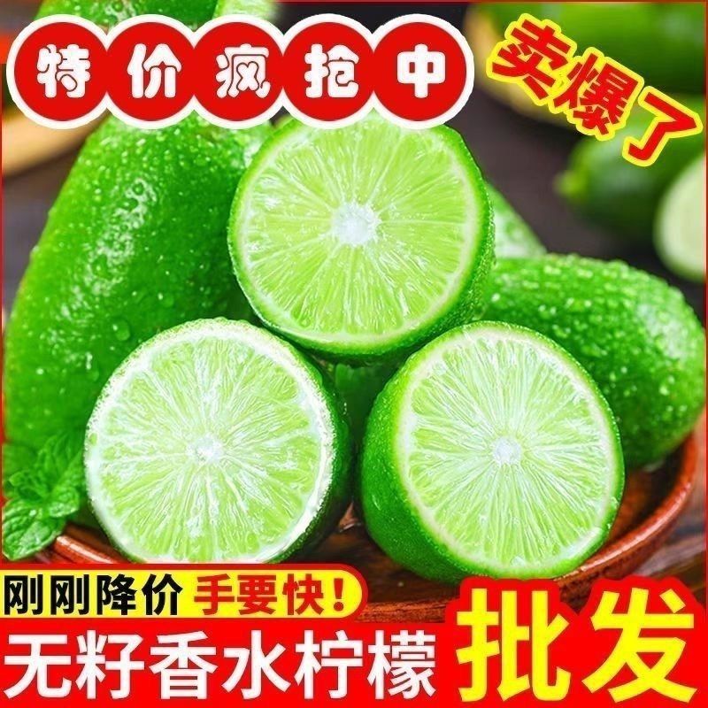 海南无籽香水柠檬当季青柠檬鲜果茶饮专用整箱包邮净重1斤起彩箱