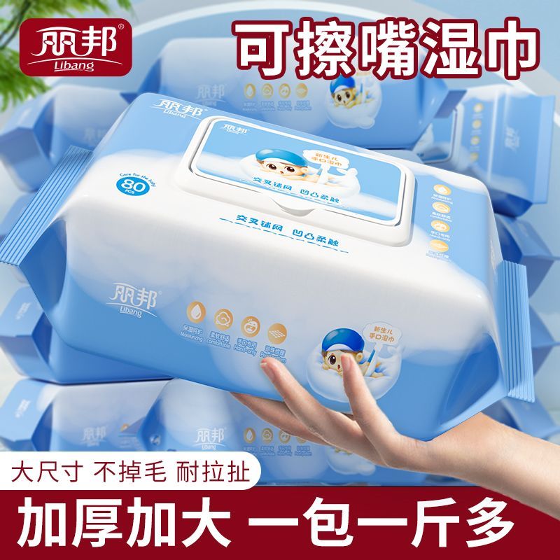 10大包丽邦湿纸巾批发婴儿手口专用湿巾擦脸巾宝宝学生家庭装湿巾