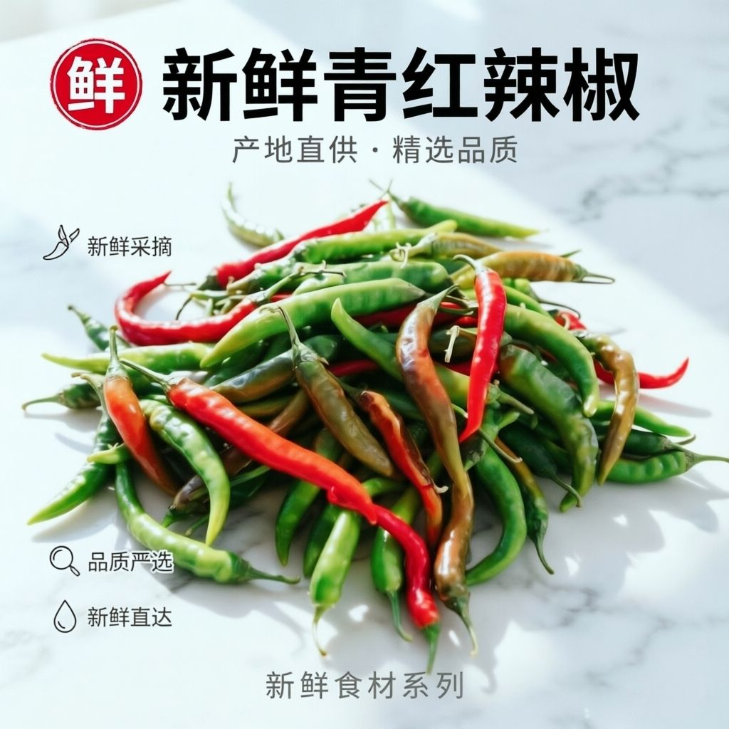 辣椒现摘线椒青红辣椒泡椒绿辣椒辣椒香辣农家微辣红辣椒非小米辣
