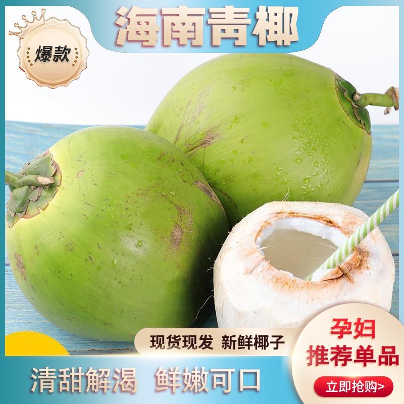 海南带皮椰青新鲜当季椰子纯天然椰汁孕妇水果特产现摘(带果酸)