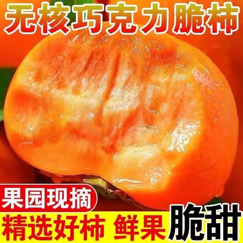 【彩箱】新果正宗脆甜柿子巧克力柿应季新鲜水果无核甜柿批发包邮