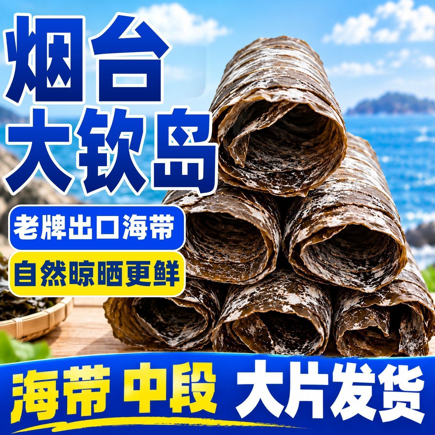 【奉仙宝】1斤 烟台大钦岛海带中段修边去尾干海带干货厚实无沙