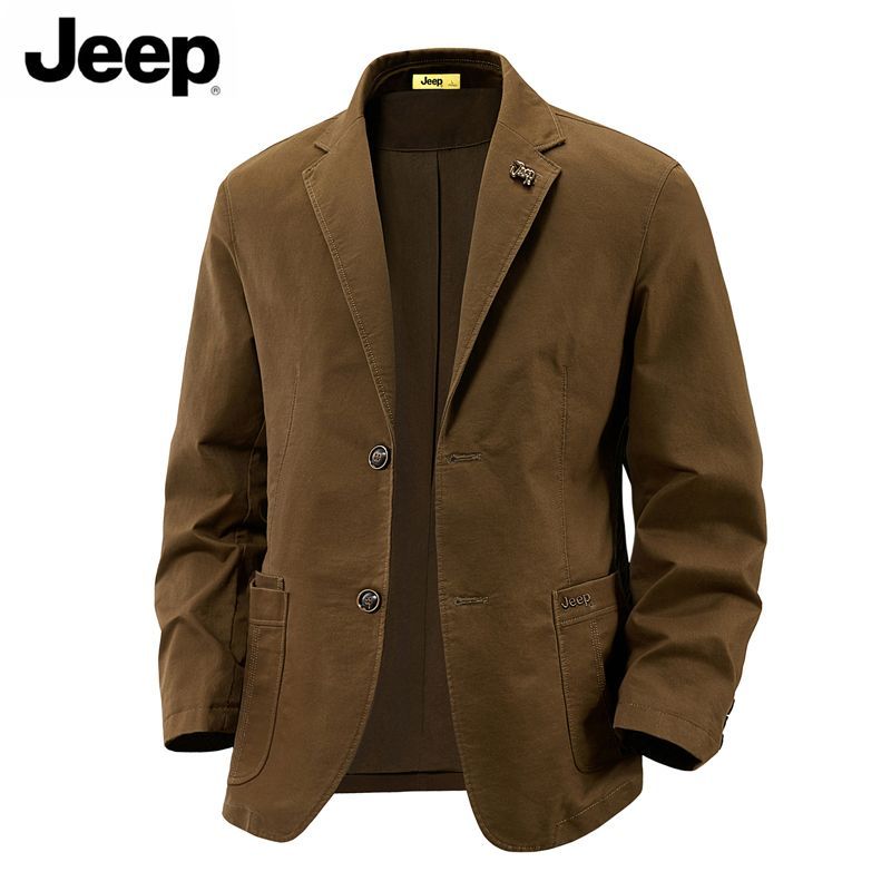 Jeep吉普西服男士外套春秋新款宽松纯棉商务休闲百搭西装夹克上衣