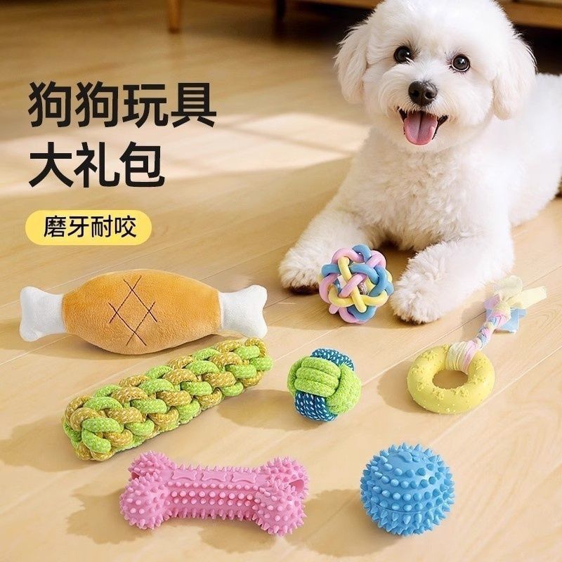 狗狗玩具发声耐咬玩具棉绳毛绒泰迪柯基磨牙洁齿中小型犬互动训练