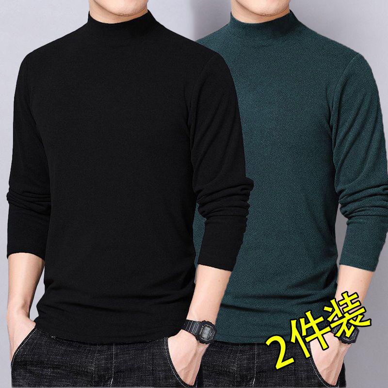 德绒恒温保暖内衣加绒加厚内搭男女打底衫半高领纯色长袖t恤秋衣