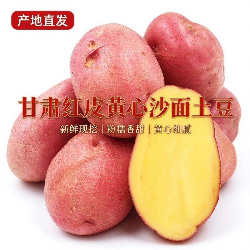 【粉糯面沙】甘肃沙面土豆马铃薯红皮黄心洋芋新鲜现挖皮薄肉厚新
