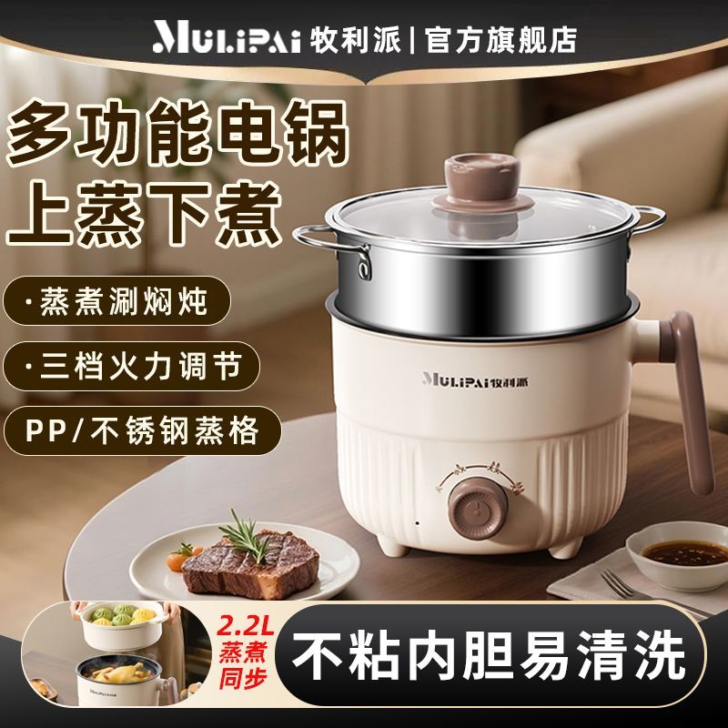 电煮锅家用多功能一体煎炒蒸煮焖电热火锅小型电锅宿舍煮面学生锅