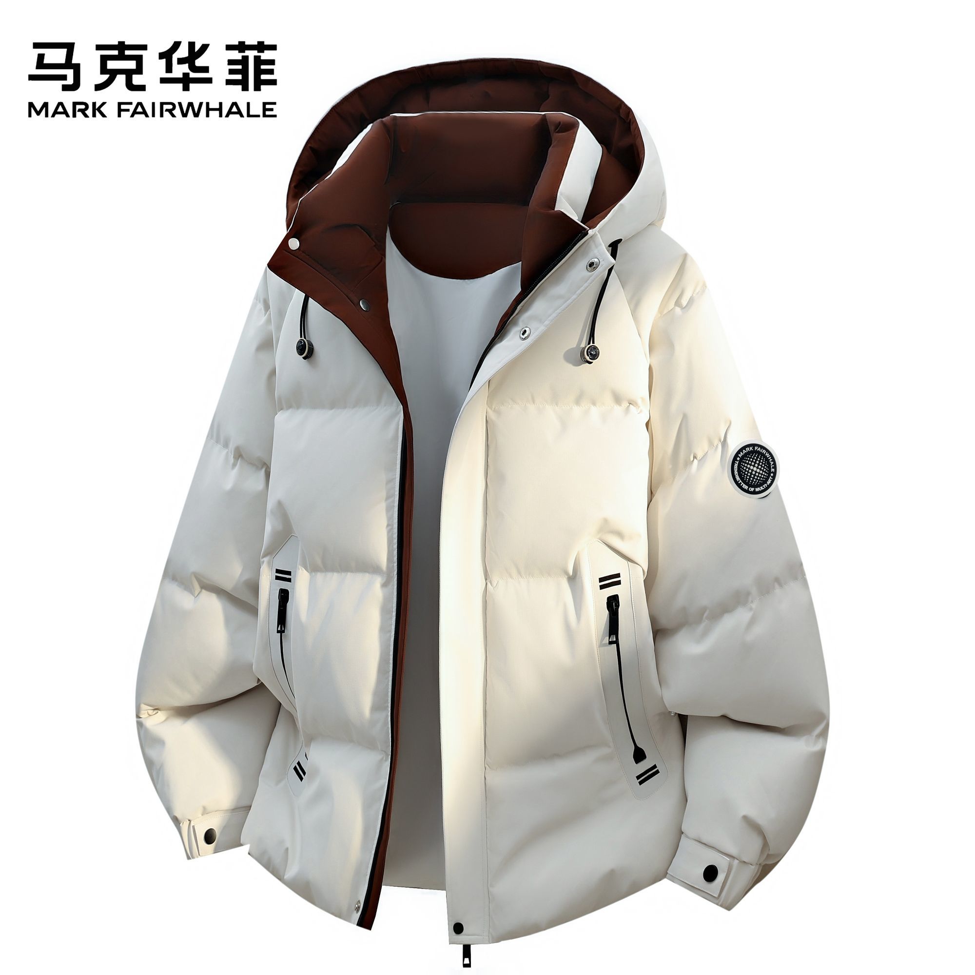 【马克华菲】冬季抗寒保暖防风百搭羽绒服连帽男女款新款大码加厚外套