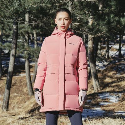 【探路者】秋冬女式羽绒服防风保暖加厚连帽长款鸭绒服外套TADI92182
