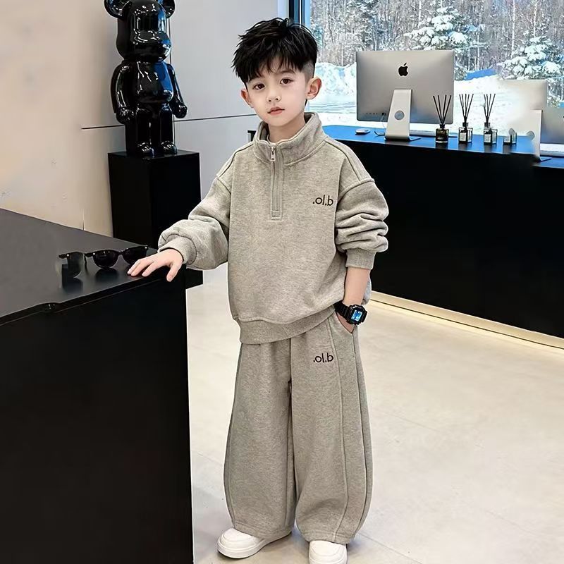男童女童韩版春秋运动卫衣套装中大童外穿两件套潮流酷帅男童新款