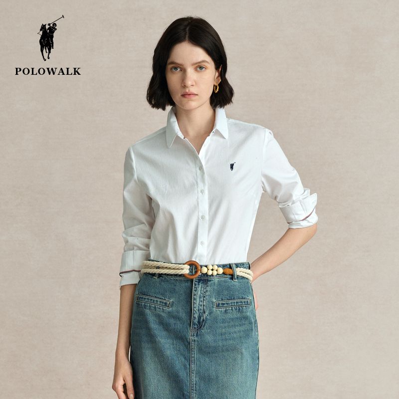 POLOWALK女式衬衫2026秋季新款女士休闲时尚简约长袖衬衣外套女