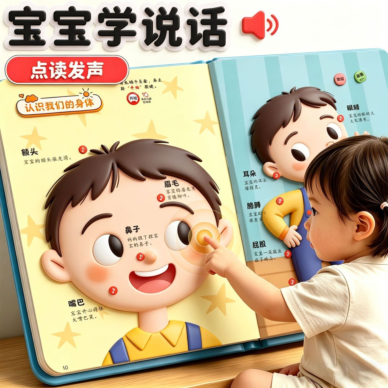 0到3岁宝宝学说话语言启蒙点读发声书早教有声书幼儿歌故事玩具书