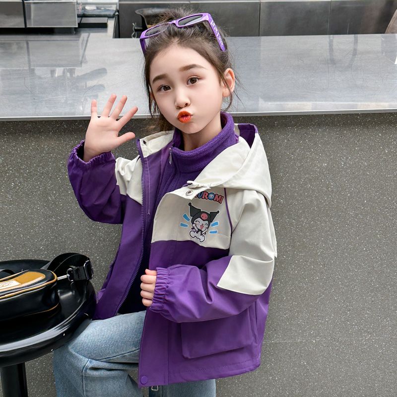 【防水面料】女童库洛米外套2026新款女孩秋装三合一可拆卸冲锋衣