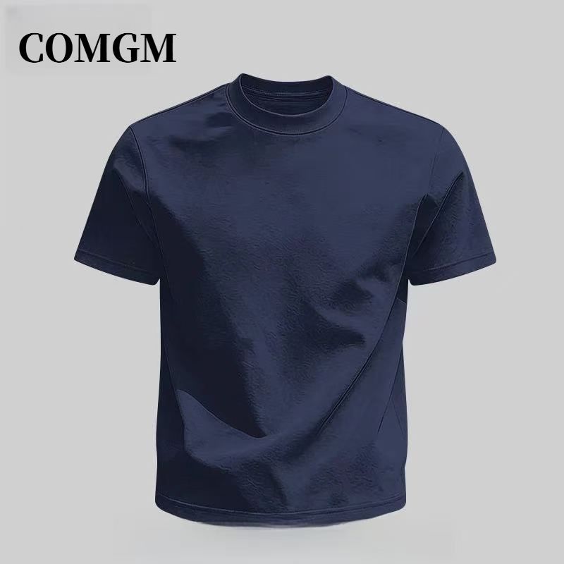 【COMGM】索罗娜美式正肩短袖T恤男女夏季修身小领口cleanfit打底上衣