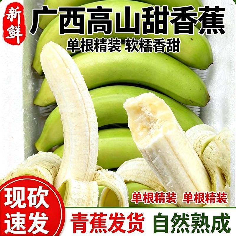 【彩箱】现摘正宗广西高山单根香蕉薄皮青皮新鲜应季水果批发